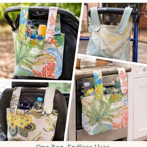 Floral Coastal Print Organizer Tote - Blue, Green, Coral